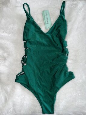 NWT XS San Lorenzo Bikinis shimmery emerald green one piece